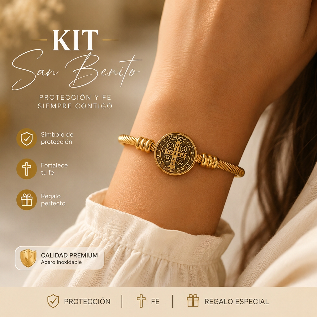 Brazalete de la Protección de San Benito — Kit San Benito Dorado